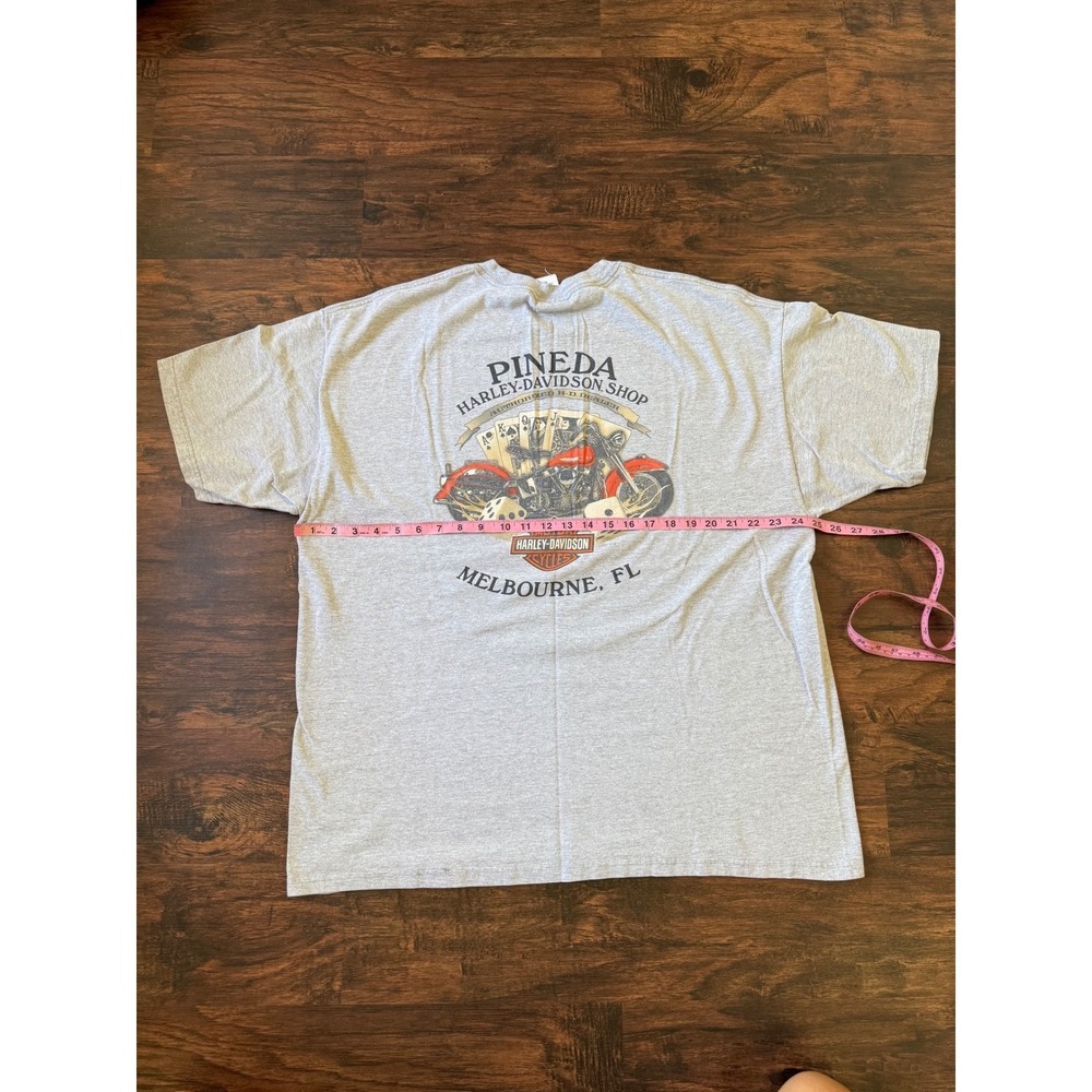 y2k vtg Harley Davidson Tee 2XL Gray Florida Man Poker Skull‎ Wings Made in US - Picture 4 of 8